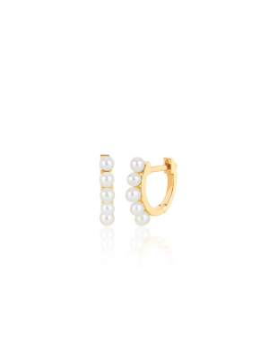 Ef Collection Mini Pearl Huggie Earring (pair)