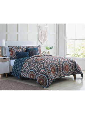 Vcny Home Compton Medallion Reversible Quilt Set