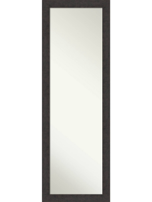 17" X 51" Rustic Plank Espresso Framed On The Door Mirror - Amanti Art