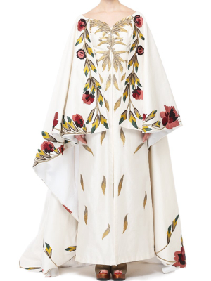 Cape Style Embroidered Gown