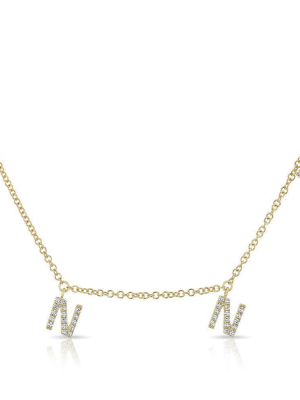 14kt Yellow Gold Diamond Personalized Dangling Name Necklace