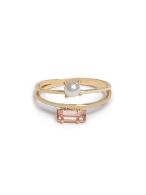 Monroe Duet Ring - Peach Crystal