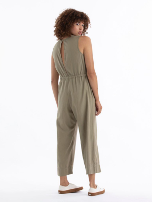 Ali Golden Slit Back Jumper In Khaki