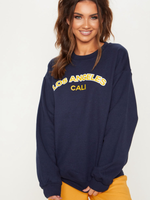 Navy Los Angeles Slogan Sweater