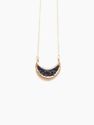 Eon Crescent Moon Pendant Necklace - Black Jet