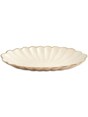 Julia Knight Peony 16" Oval Bowl In Gold Snow