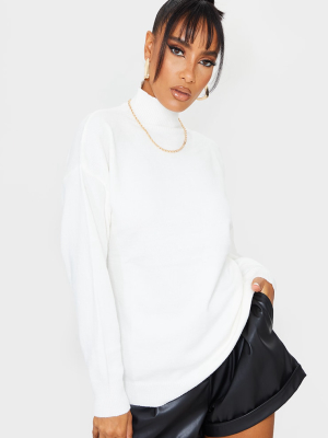 Cream Soft Knit Funnel Neck Jumper