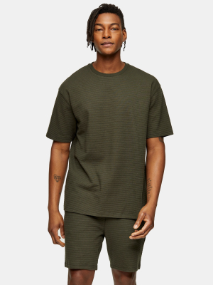 Khaki Ribbed Textured T-shirt