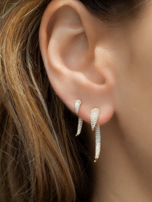 14kt White Gold Diamond Mini Sabre Earrings