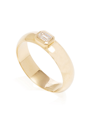 14k Yellow Gold & Emerald Cut Diamond Band