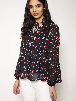 Multi Print Blouse In Black