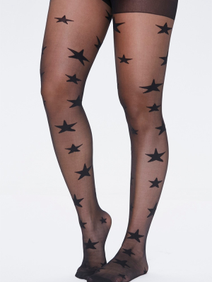 Sheer Star Graphic Tights