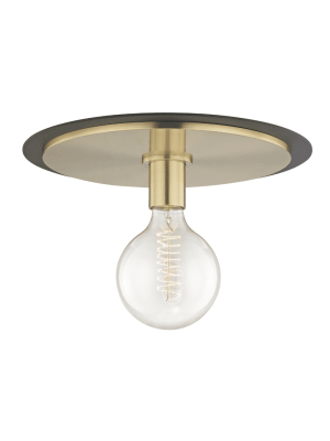 Milo 1 Light Large Flush Mount - Aged Brass/black