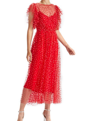 Scarlet Dotted Tulle Dress