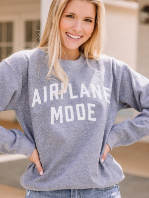 Airplane Mode On Graphite Gray Graphic Sweatshirt