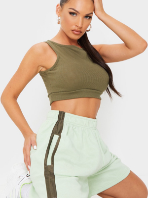 Sage Longline Contrast Side Stripe Shorts