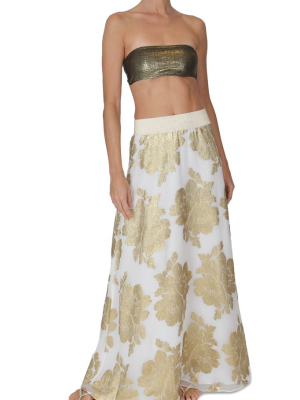 Silk Metallic Flower Skirt