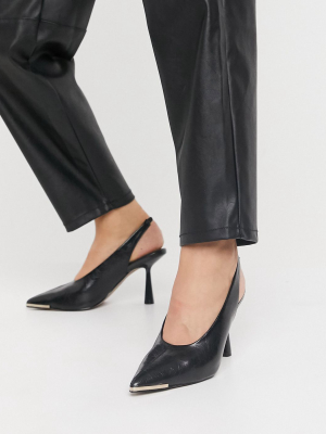 Asos Design Scotch High Vamp Slingback Mid Heels In Black