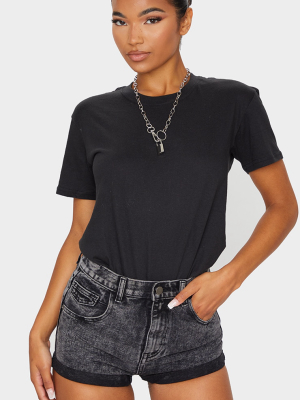 Prettylittlething Washed Black Turn Up Hem...