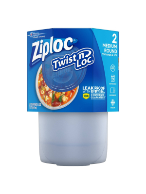 Ziploc Twist 'n Loc Container - Medium Round - 32oz/2 Ct