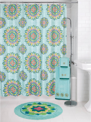 Ariel Medallion Shower Curtain Green - Allure Home Creation