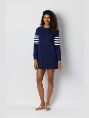 Navy Long Sleeve Sweatshirt Dress