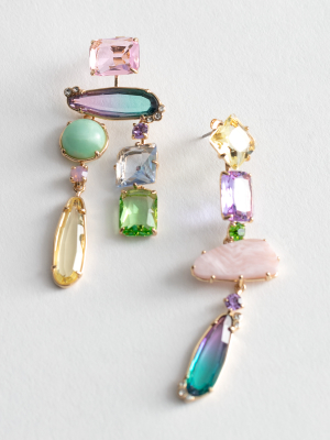 Rainbow Rhinestone Hanging Earrings