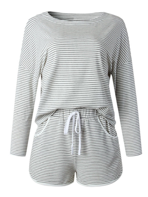 'jessica' Striped Long Sleeves Pj Set