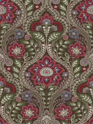 Night Bloom Damask Wallpaper In Chocolate From The Moonlight Collection By Brewster Home Fashions