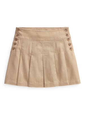 Pleated Cotton Chino Skirt