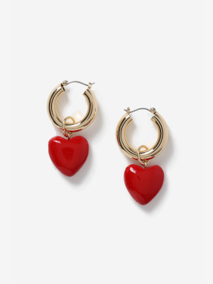 **heart Drop Hoop Earrings