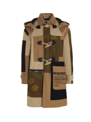 Dsquared2 Camouflage Panelled Hooded Coat