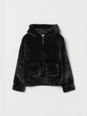 Hooded Faux Fur Jacket