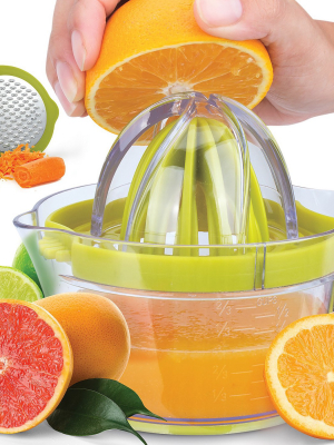 Zulay Kitchen Lemon Juicer Squeezer With Built-in 12 Oz Measuring Cup, Strainer & Vegetable Grater