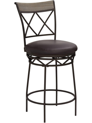 Elm Lane Kelso 26" Gray And Black Swivel Counter Stool