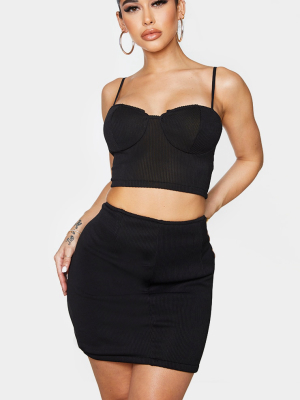 Shape Black Wide Rib Bodycon Skirt