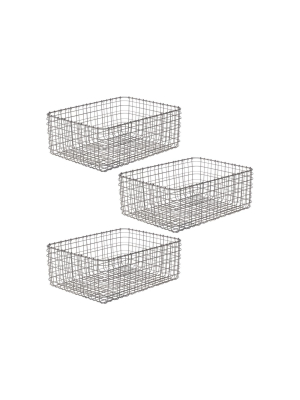 Mdesign Metal Wire Food Organizer Storage Bins, 3 Pack