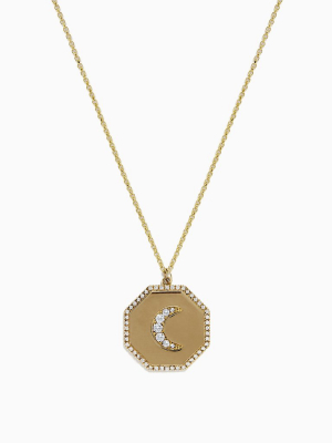 Effy Novelty 14k Yellow Gold Diamond Moon Pendant, 0.24 Tcw