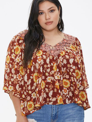 Plus Size Ornate Floral Top