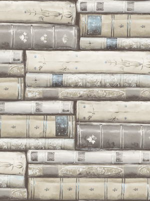 Library Wallpaper In Washed Grey From The Vintage Home 2 Collection By Wallquest