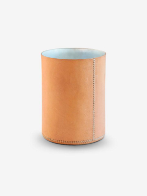 Small Waste Paper Basket In Natural Leather By Sol Y Luna
