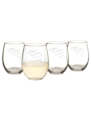 Halloween Bat Stemless Wine Glasses - 4ct