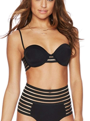 Beach Bunny Sheer Addiction Balconette Bikini Top In Black