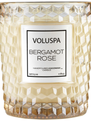 Classic Textured Glass Candle In Bergamot Rose