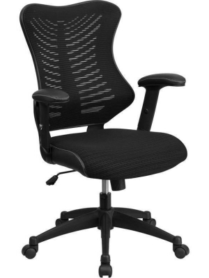 High Back Designer Mesh Executive Swivel Ergonomic Office Chair With Adjustable Arms - Riverstone Furniture
