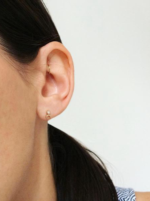 Diamond Crescent Stud Earrings