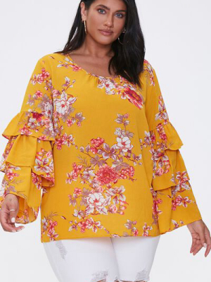 Plus Size Floral Print Top