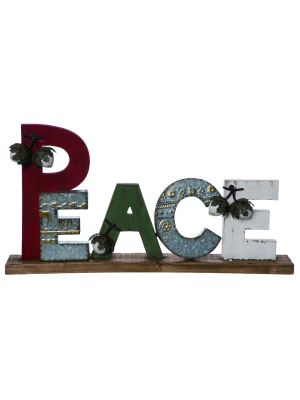 Transpac Wood 26 In. Multicolor Christmas Peace Decor