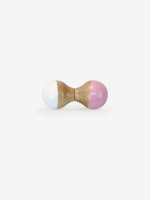 Wooden Double Maracas - Pink + White