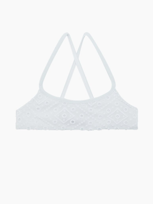 Gib Cross Back Bikini Top (kids) - Blanc White